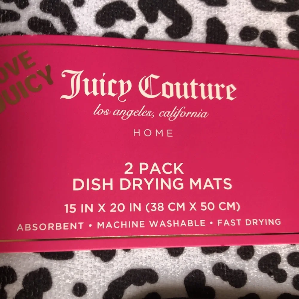 Juicy Couture Black & White Leopard Dish Drying Mats - 2 Pack
